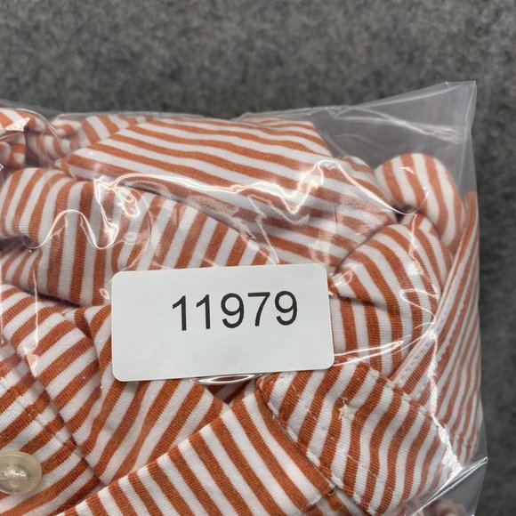 Johnnie O Polo Shirt Men Small Adult Orange White Striped Pockets Outdoors - Picture 15 of 15